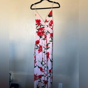 Love J Vibrant Floral Pattern Jumpsuit with Side Slits in the legs